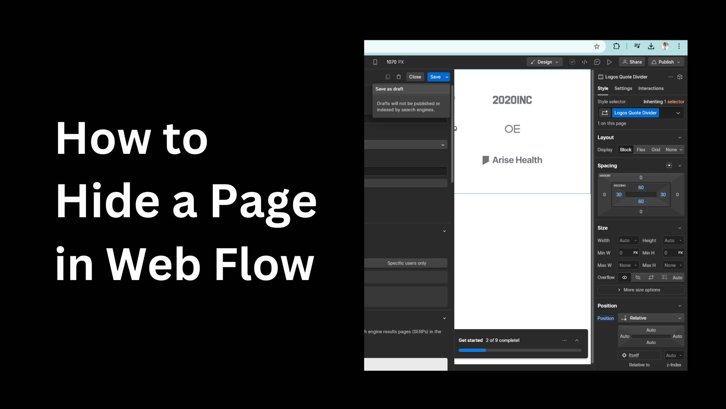 How to Hide a Page in Webflow